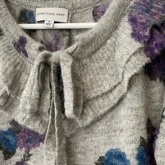 Something Navy Floral Ruffle Sweater - Picture 7 of 9
